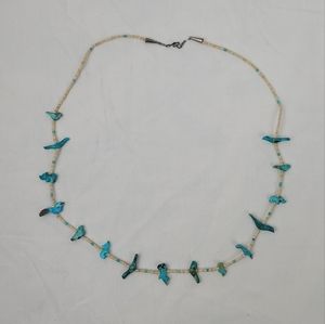 Vintage Tourquose Silver Necklace Indian Jewelry